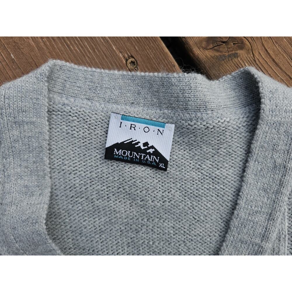 Iron Mountain Clothing Vintage Cardigan Knit Sweater Gray Button Womens XL - Picture 3 of 6